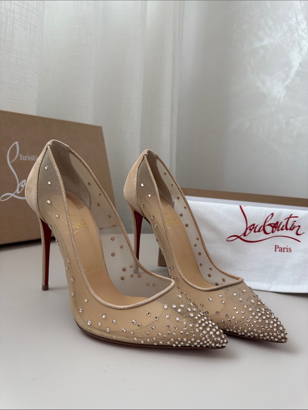 Christian Louboutin Nude Mesh Crystal
